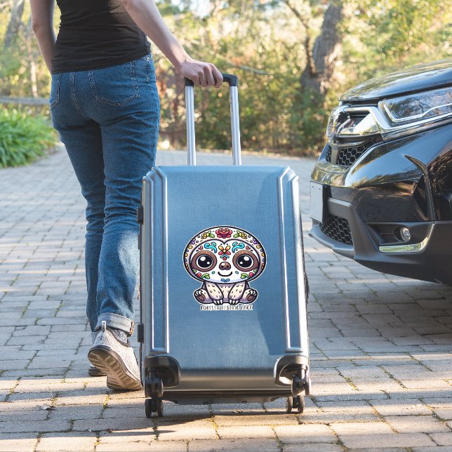 Dia De Los Muertos Sloth Active T-Shirt Sticker (Suitcase Insitu)