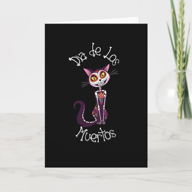 Dia de los Muertos- Sugar Candy Cat Card (Front)