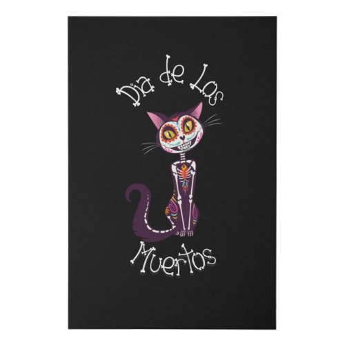 Dia de los Muertos_ Sugar Candy Cat Faux Canvas Print