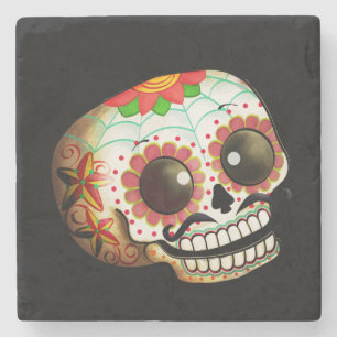 Dia de Los Muertos Sugar Skull Art Stone Coaster