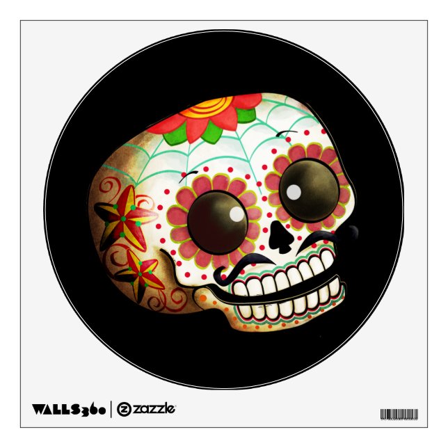 Dia de Los Muertos Sugar Skull Art Wall Sticker (Front)