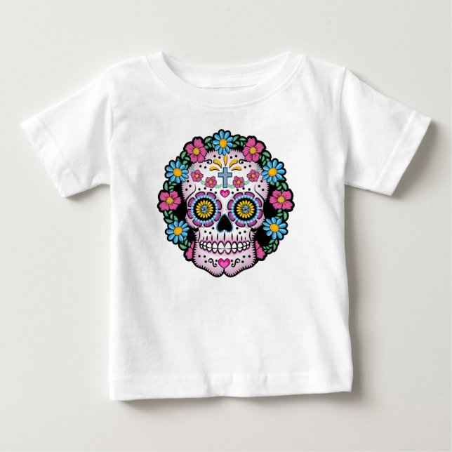 Dia de los Muertos Sugar Skull Baby T-Shirt (Front)
