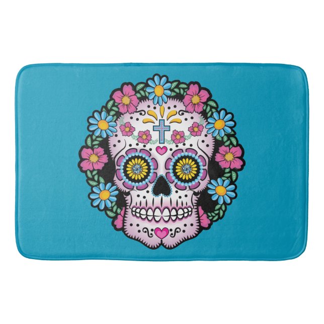 Dia de los Muertos Sugar Skull Bath Mat (Front)