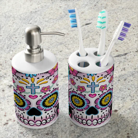 Dia de los Muertos Sugar Skull Bathroom Set | Zazzle