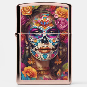 Dia de los Muertos Sugar Skull Beauty Zippo Lighter