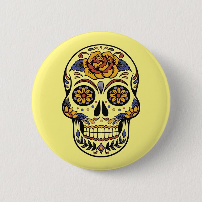 Dia de los muertos -- Sugar Skull Button (Front)