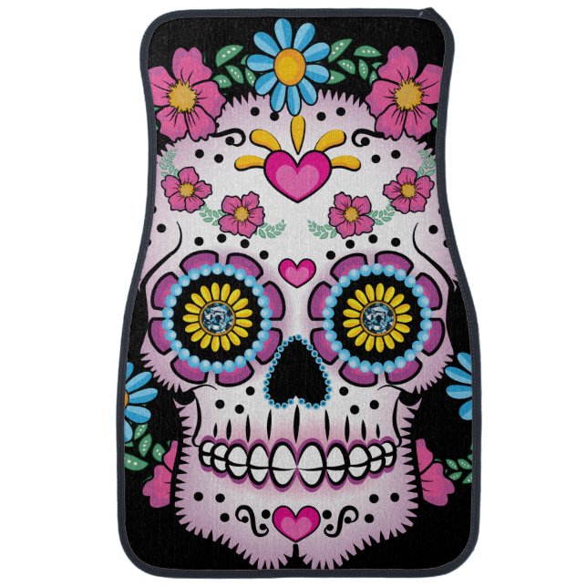 Dia de los Muertos Sugar Skull Car Floor Mat (Front)