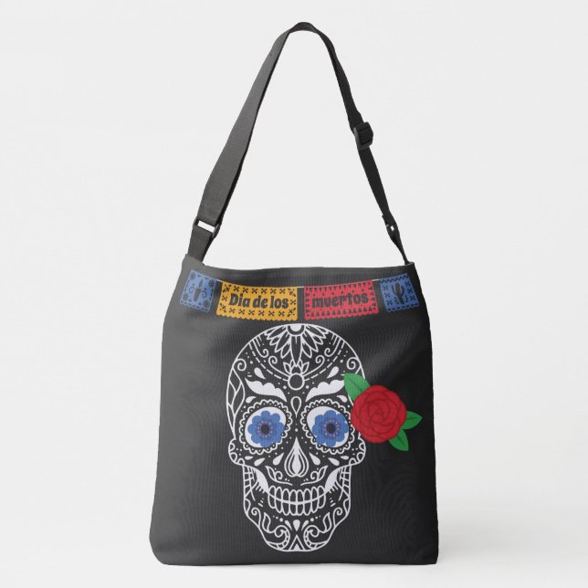 Dia De Los Muertos Sugar Skull Crossbody Bag (Back)