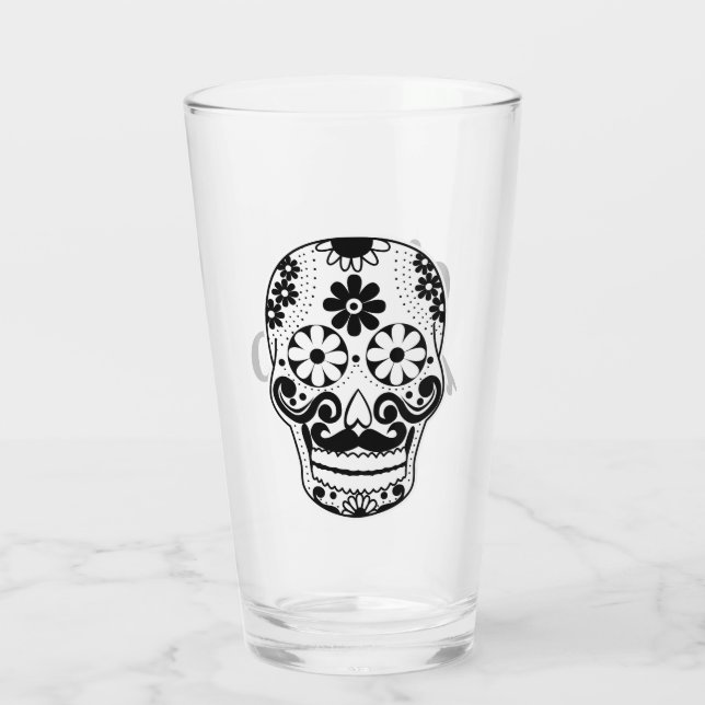 Dia de los Muertos Sugar Skull Glass (Back)