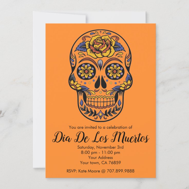 Dia De Los Muertos Sugar Skull Invitation | Zazzle