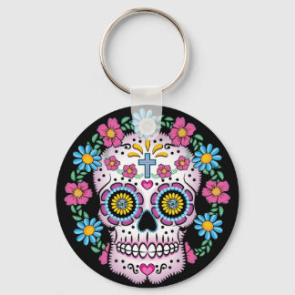Dia de los Muertos Sugar Skull Keychain