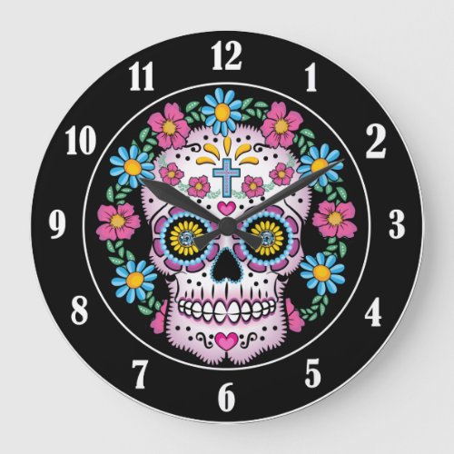 Dia de los Muertos Sugar Skull Large Clock