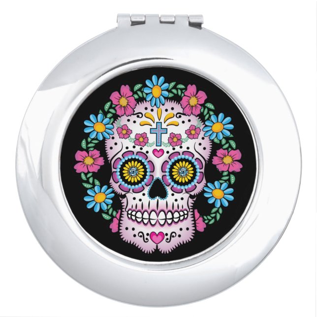 Dia de los Muertos Sugar Skull Makeup Mirror (Front)