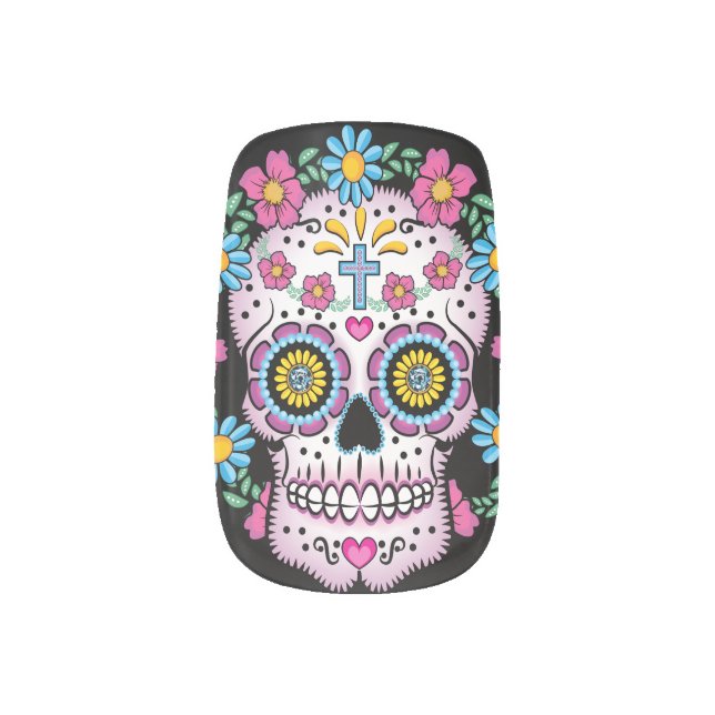 Dia de los Muertos Sugar Skull Minx Nail Wraps (Left Thumb)