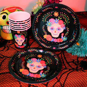 Dia de los Muertos Sugar Skull Paper Plates