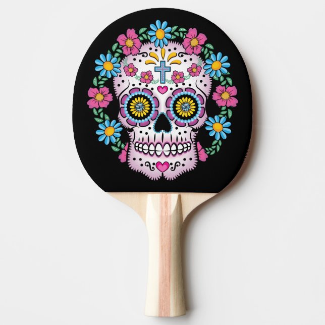 Dia de los Muertos Sugar Skull Ping-Pong Paddle (Front)