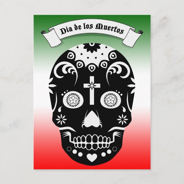 dia de los muertos sugar skull postcard (Front)