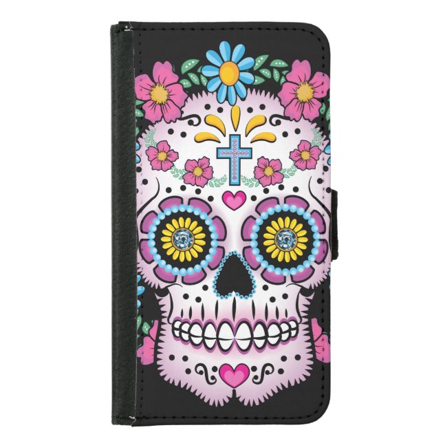 Dia de los Muertos Sugar Skull Samsung Galaxy Wallet Case (Front)