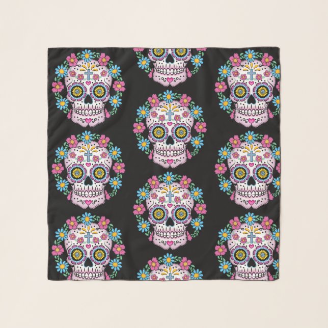 Dia de los Muertos Sugar Skull Scarf (Front)