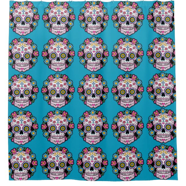 Dia de los Muertos Sugar Skull Shower Curtain (Front)