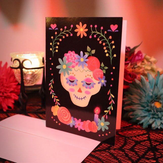Dia de los Muertos Sugar Skull Sympathy  Card (Creator Uploaded)
