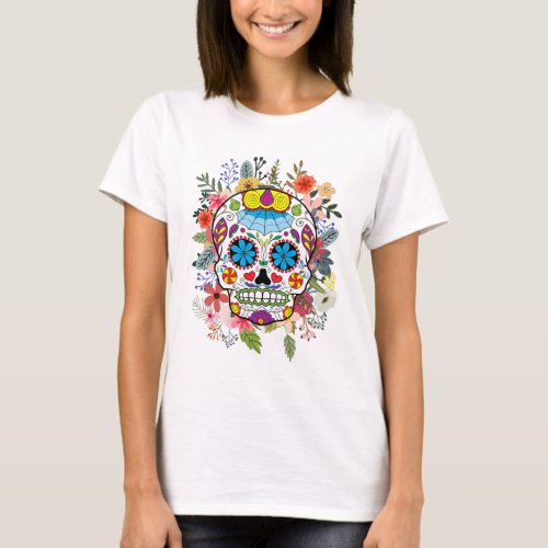 Dia De Los Muertos Sugar Skull  T_Shirt