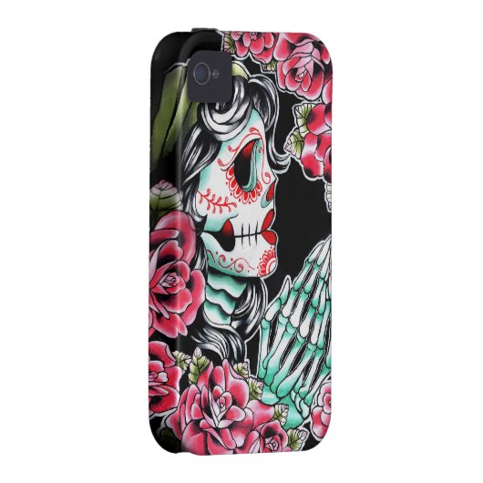 Dia De Los Muertos Sugar Skull Tattoo Flash Case-Mate iPhone Case (Back/Right)