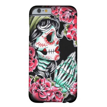 Dia De Los Muertos Sugar Skull Tattoo Flash Barely There Iphone 6 Case by NeverDieArt at Zazzle