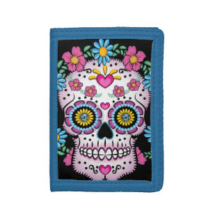 Dia de los Muertos Sugar Skull Tri-fold Wallet