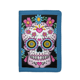 Dia de los Muertos Sugar Skull Trifold Wallet