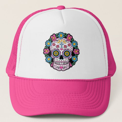Dia de los Muertos Sugar Skull Trucker Hat