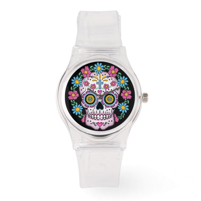 Dia de los Muertos Sugar Skull Watch (Front)