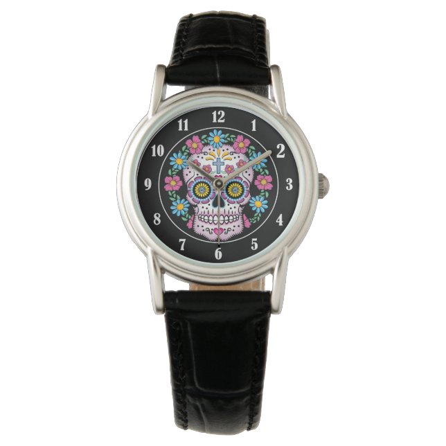 Dia de los Muertos Sugar Skull Watch (Front)