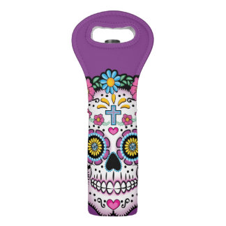 Dia de los Muertos Sugar Skull Wine Bag
