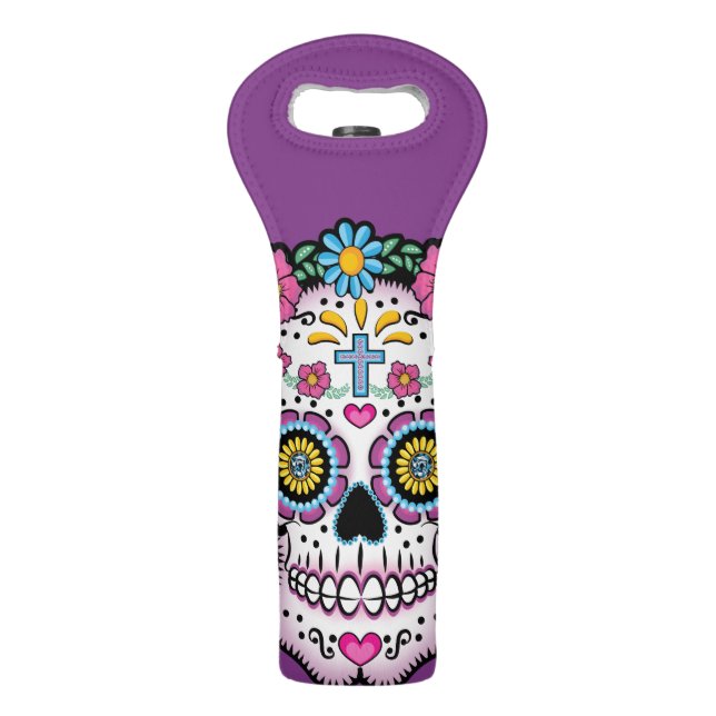 Dia de los Muertos Sugar Skull Wine Bag (Front)