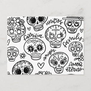 Dia De Los Muertos – Sugar Skulls Coloring Postcard