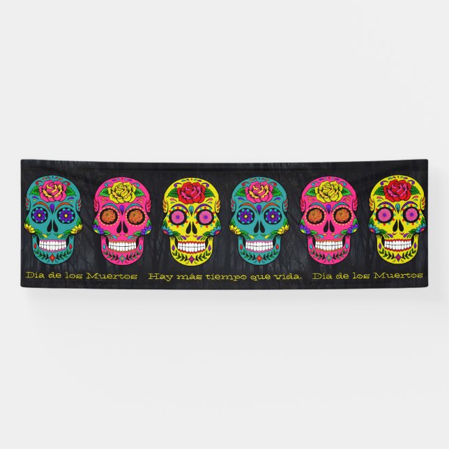 Día de los Muertos Sugar Skulls Custom Text Banner (Horizontal)