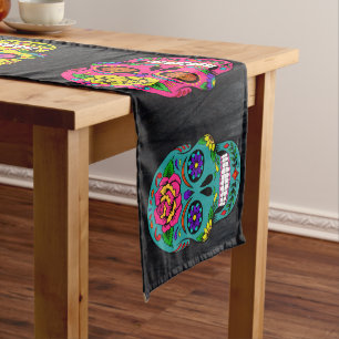 Día de los Muertos Sugar Skulls Dark Trees 16X108" Long Table Runner