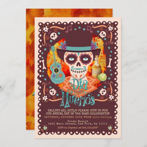 Dia de los Muertos Sugar Skulls Invitation