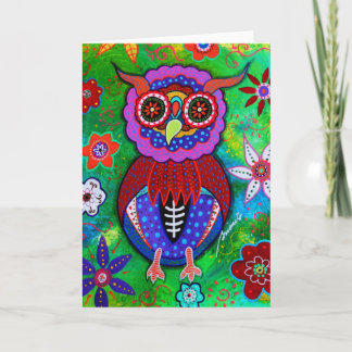 Dia de los Muertos talavera Wise Owl Card