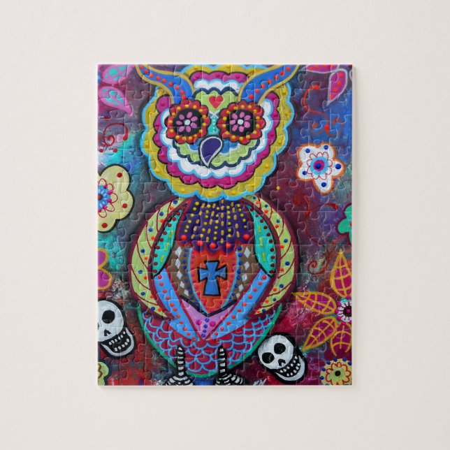 DIA DE LOS MUERTOS TALAVERA WISE OWL JIGSAW PUZZLE (Vertical)