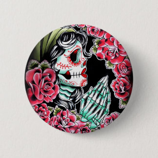 Dia De Los Muertos Tattoo Flash Pinback Button