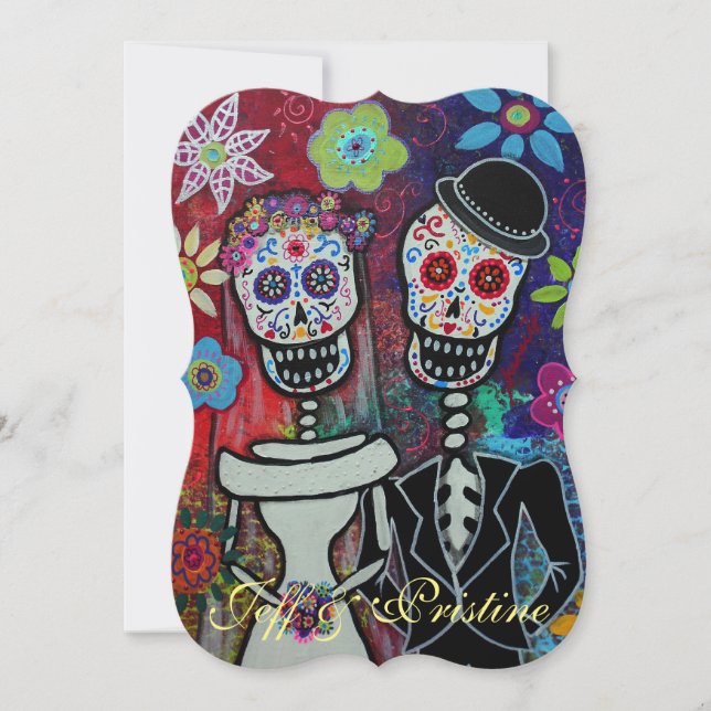 DIA DE LOS MUERTOS TE AMO WEDDING INVITATION (Front)