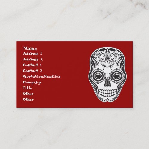 Dia de los Muertos That Girl Skull Business Card Template