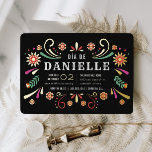 Día de los Muertos Theme Birthday Party Foil Invitation