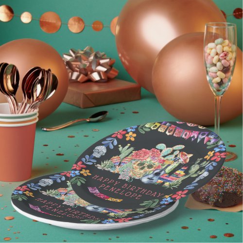 Da de los Muertos Theme Personalized Paper Plates