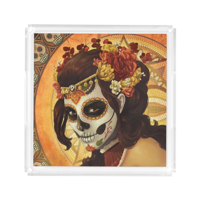 Dia De Los Muertos Throw Pillow Acrylic Tray (Front)