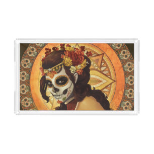 Dia De Los Muertos Throw Pillow Acrylic Tray