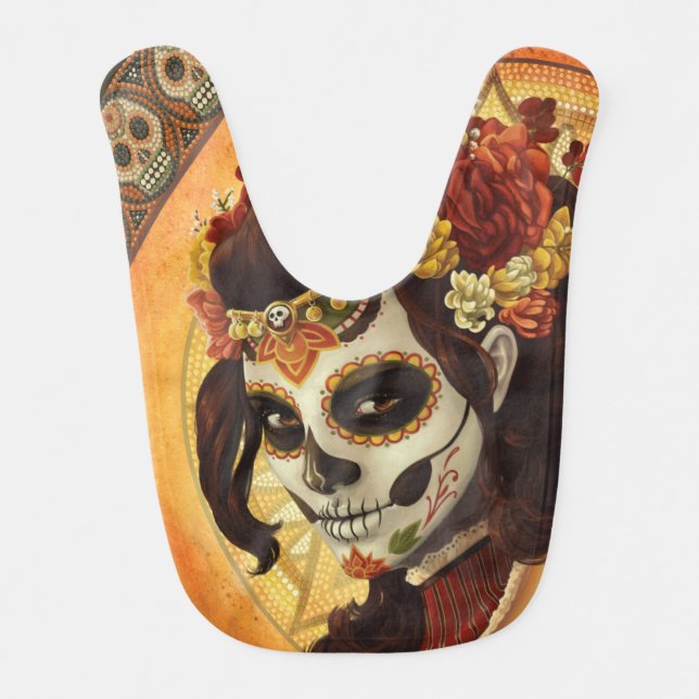 Dia De Los Muertos Throw Pillow Baby Bib (Front)