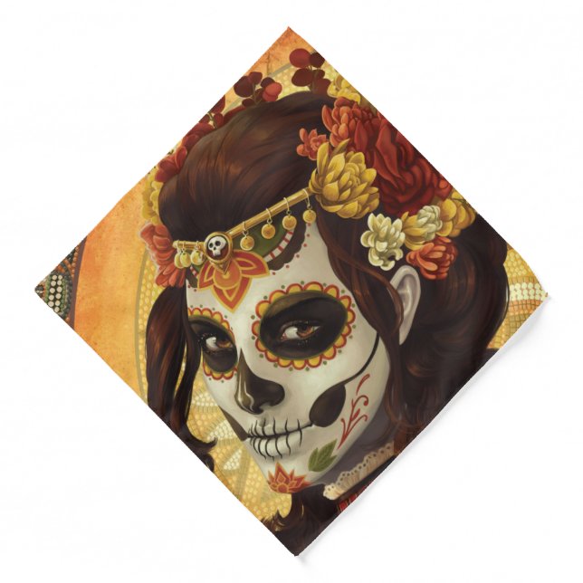 Dia De Los Muertos Throw Pillow Bandana (Front)